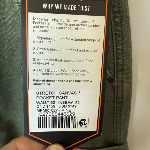 Duer Stretch Canvas 7 Pocket Pant - 32x32 - Picture 2 of 4